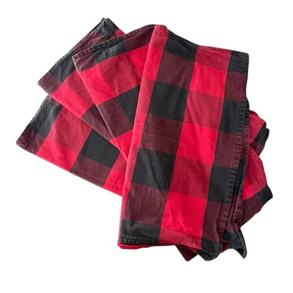 Pottery Barn Pillowcases - 24x24 Inches - Set of 4 -Buffalo Plaid - 100% Cotton